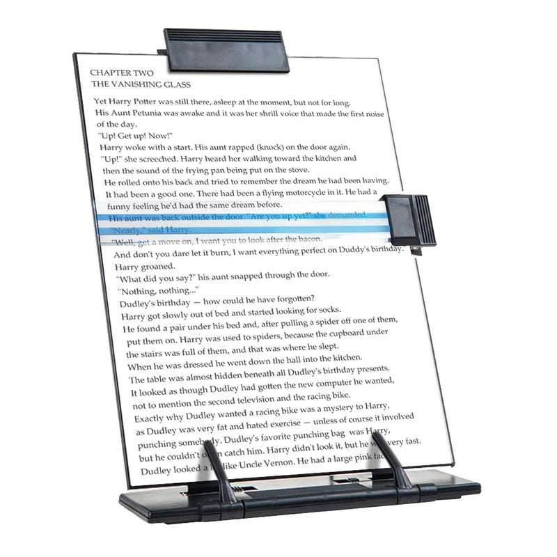 PowerKing Desktop Document Holder with 7 Adjustable Angles, Relieves Eyes and Neck Strain, Black Metal Paper Stand When Typing for Reading A4, Letters, Books, Receipts, Music Sheets, Textbooks - Image 1